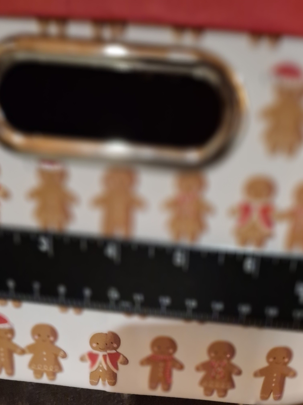 Gingerbread Pattern Holiday Box - Red Trim - Picture 9 of 10